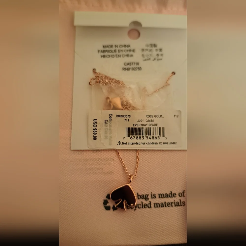 Kate Spade Rose Gold Necklace-Pendant NWT